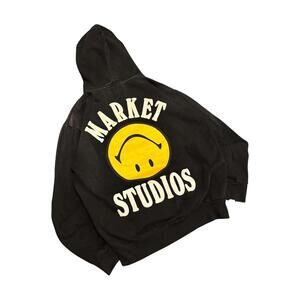 Market Studios Washed Black Smiley Hoodie